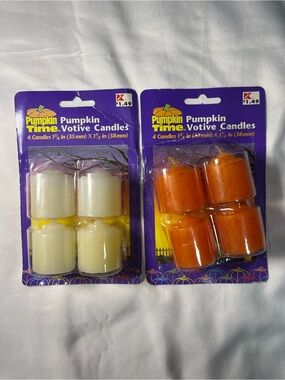 Vintage Halloween Pumpkin Votive Tealight Candles Kmart Orange White 8 Pc New‎
